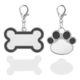 DECHOUS 2 Stück Edelstahl Haustier Hundemarke Leicht Gravierbar Sublimierbar Blanko Haustieranhänger für Katzen und Hunde Komfortabel Poliert Langlebig