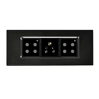 L&G 6 Modular WiFi Smart Touch Switch Board, 7 Switch Control, 1 Socket | German Engineering Product that fits Indian Standards | Compatible with Alexa, OK Google & SIRI Shortcut (Size: 6M- 220 x 90 x 45 mm) (Black)