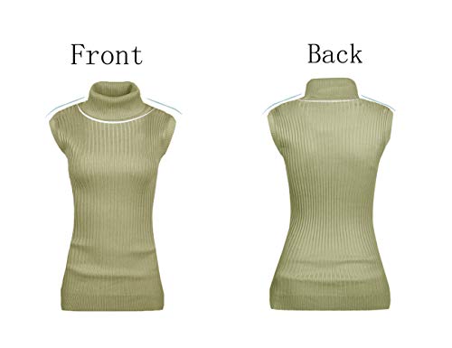 Image of v28 Women Sleeveless High Neck Turtleneck Stretchable Knit Sweater Top