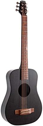 KLOS Travel Guitar, Durable Carbon Fiber Acoustic Electric Guitar - Black with Gig Bag, Strap, Capo and more