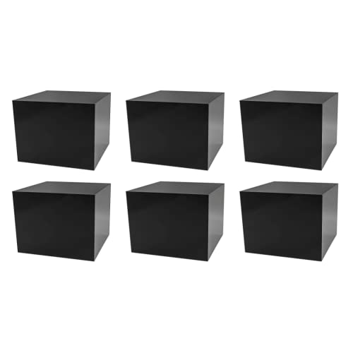 6 Pack Black Acrylic Display Box Counter Retail Merchandise Storage Bins No Lid with Open Bottom 7.75