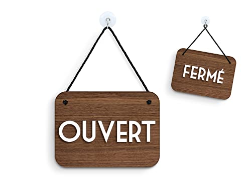 Signs - Rétro Vintage Panneau Ouvert - Fermé, en relief avec base en noyer - OC15 - Panneau ouvert fermé pour porte vitrine entrée de Bar, Pub, Restaurants, Magasins Cover