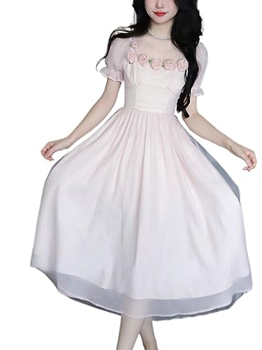 Robe d'été chic et robe de princesse de fête douce à motifs floraux raffinés