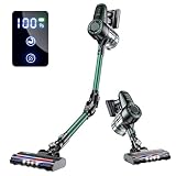 Laresar Akku Staubsauger, 30000 Pa Saugleistung bis zu 35 Min Laufzeit 4-in-1-Staubsauger beutellos kabellos mit Display LED-Leuchten beleuchten den Boden Faltbarer kabelloser Staubsauger