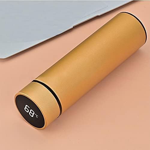 Image of Smart Temperature Water Bottle 500ml | LED Display Touch Lid | Vacuum Insulated Stainless Steel Flask | Keeps Drinks Hot & Cold | Travel, Gym, Office Use (Yellow)