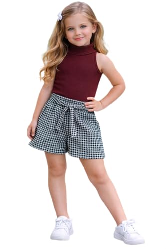 Image of Girl's Solid Cotton Blend Style Top and Shorts Set