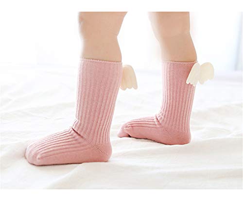 Mrotrida Kids Cute Knee High Socks Spring Autumn Cotton Angel Wings Anti-Slip Socks 0-3Years 3 Pair #TOP5