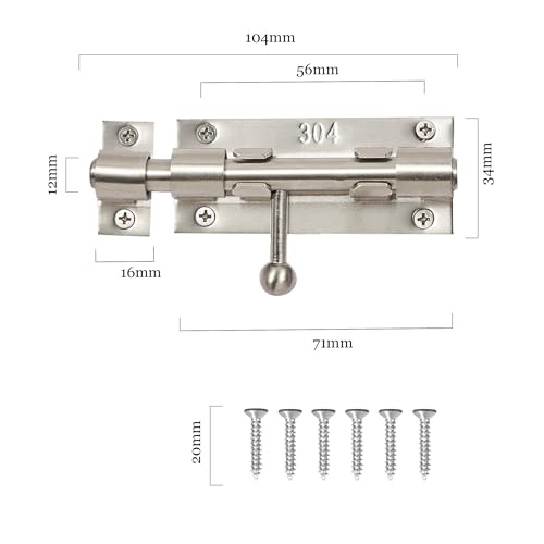 Image of 4 Inch Slide Barrel Bolt Latch Door Slide Lock Heavy Duty Gate Latches