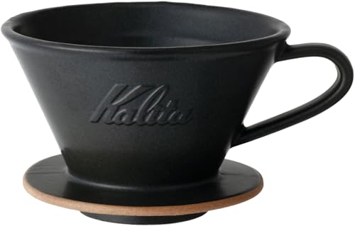 Kalita Coffee Dripper Mino Ware High Heat Retention Ceramic for 2 to 4 People Sand Black #02107 Wave Series Made in Japan Drip Equipment For 2 People For 4 Cups Porcelain Stylish Outdoor