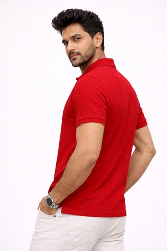 Image of Premium Pique Cotton Pocket Polo T-Shirt for Men | 210-220 GSM | Regular Fit | 2-Button Placket | Soft Breathable Fabric | XS-3XL
