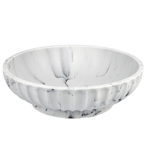 Deobath Large Decorative Bowl,Modern Handicraft Bowl for Home Decor,Decorative Fruit Bowl for Kitchen Counter,Key Bowl for Entryway Table - White Marble Design