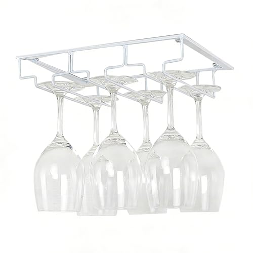 Estante para copas de vino, estante de pared de hierro, almacenamiento que ahorra espacio para armario de cocina, se adapta a vasos de 5 a 9 cm de diámetro de base