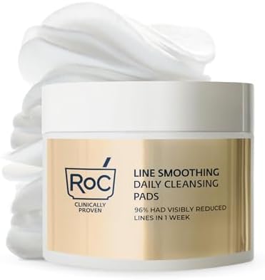 RoC Resurfacing Disks, Hypoallergenic Exfoliating Makeup Remover Pads for Wrinkles and Skin Tone, Hypo-Allegenic Skin Care, Oil-Free Daily Cleanser, 28 Count (Packaging May Vary)