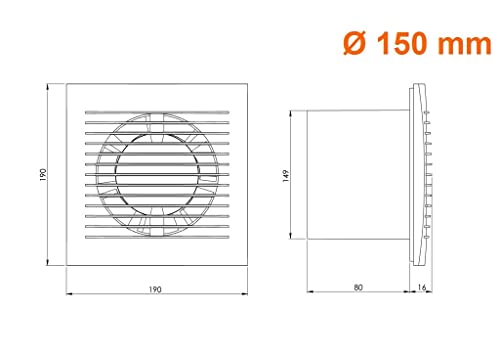 Steinberg14 Badlüfter Fan 150mm mit Nachlauf/Timer - Weiß Ventilator