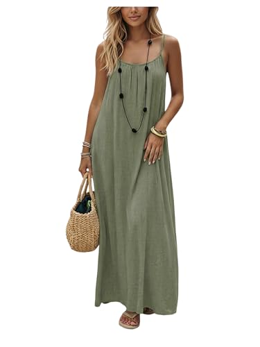 Image of SHENHE Women's Open Back Spaghetti Strap Beach Maxi Dress Loose Flowy Vacation Sundress