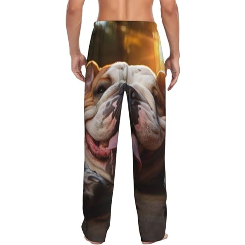 Funny English Bulldog Print Funny Elastic Waist Loose Soft Comfortable Men's Sleep Pajama Pants(S-3XL)3