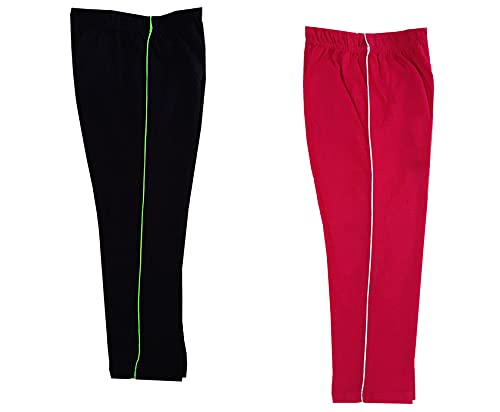 Image of indi weaves Girls Cotton Solid Capri 3 /4th Leggings (Pack of 2)