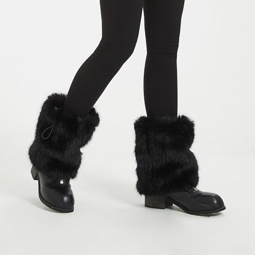 Image of Fur Leg Warmers Furry Faux Fur Winter Leggings Boot Cuffs Toppers for Women