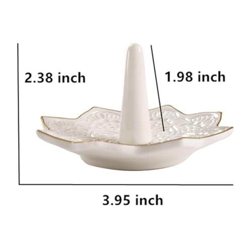 Image of Ceramic Mandala Ring Holder Dish, Decorative Jewelry Holder Trinket Tray Room Decor, Engagement Wedding Birthday Gifts for Women Girls (white)