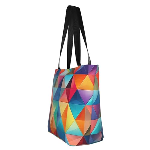 Colorful Triangle Print Comfortable Shoulder Bag Summer HandbagTravel Beach Work Daily Use Versatile Carry4