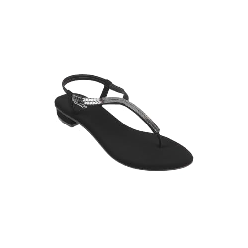Image of Metro Women Black Synthetic Flat Casual Sandal