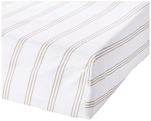 Amazon Basics Spannbetttuch, Mikrofaser, grau gestreift, 160 x 200 x 30 cm