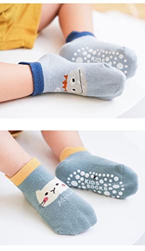 Toddler Non-skid Floor Socks Baby Non Slip Ankle Socks with Anti-Slip Soles for Infant Boys Girls 5 Pairs2