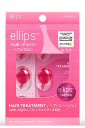 Ellips Hair Vitamins Travel packs No Need to Rinse  with Argan Macadamia Avocado Oils  Vitamins A C E Pro Vitamin B5  Best Hair Oil Conditioner for All Hair 2020 version (Pink)