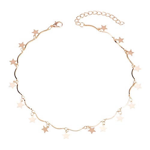 BEUU Womens Simple Delicate Full Moon 14K Gold Plated/Rose Gold/Silver Plated Layered Pendant Handmade Star Chokers Necklaces