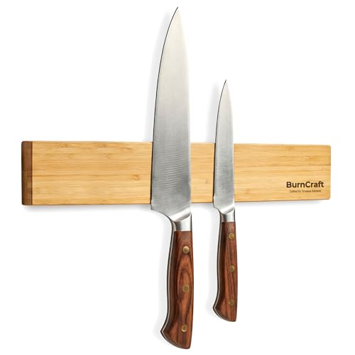 BURNCRAFT Magnetic Knife Holder for Wall, 16 Inch Bamboo Knife Strip, Wooden Knife Rack with Strong Magnets, Wall Mounted Kitchen Utensil Organizer & Storage Bar by BURNCRAFT - Image 9