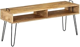 Ausla Coffee Table, Television Unit Wood Color TV Cabinet Media Stand Modern Style Solid Mango Wood with Storage Space for Home for Living Room