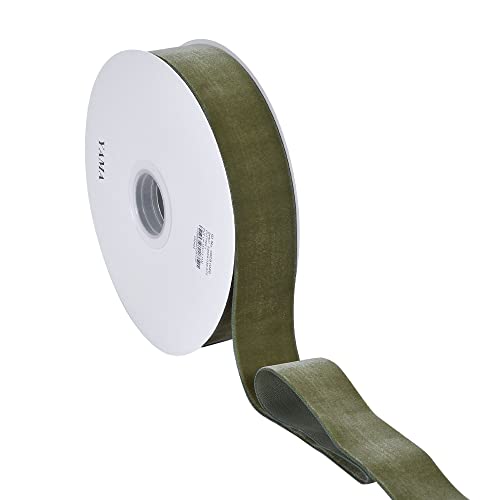 Yama 1-1/2 Inch Wide Velvet Ribbon, 15 Yard Velvet Ribbon, Single Face Ribbon For Choker, Hair Accessories, Wreaths, Bouquets, Gift Wrapping, Diy Craft, Moss Green #TOP3