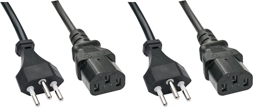 Câble secteur suisse IEC 5m Lindy alimentation ordinateur moniteur lot de 2