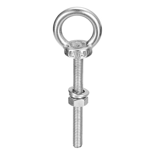 Image of uxcell Lifting Eye Bolt, 1 Set M6 x 60mm Eye Bolt with Nut Washer 304 Stainless Steel Shoulder Lifting Ring Eye Bolt for Hanging Item