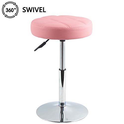 Furwoo Short Round Pu Leather Shop Stool Counter Stool Step Stool Padded Bar Stool Spa Barber Salon Stool Manicure Stool Small(Pink) #TOP4