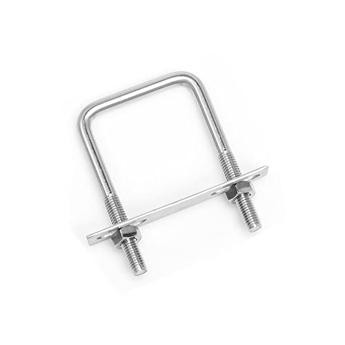 Image of 304 Stainless Steel Square U-Bolts 3.54 inch(90mm) Inner Width, 5.12 inch(130mm) Length Stainless M8 with Nuts, Frame Plate, Accessories for Automobiles Trailer, Boat Trailer Industrial Parts
