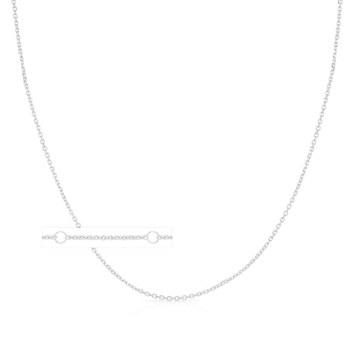 Floreo 10k Yellow Gold or White Gold 0.87mm Double Extendable Solid Diamond Cut Cable Chain Adjustable Necklace, 16