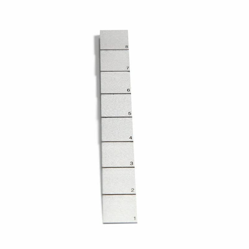 Bloque de calibración de 8 pasos para medidor ultrasónico de espesor con pasos de 1mm a 8mm acero inoxidable 1018, calibración NDT de espesor y linealidad, dimensiones 160mm x 20mm miniatura 1