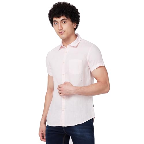 Image of Spykar Men's Regular Fit N /A Half Sleeve Solid Casual Shirts