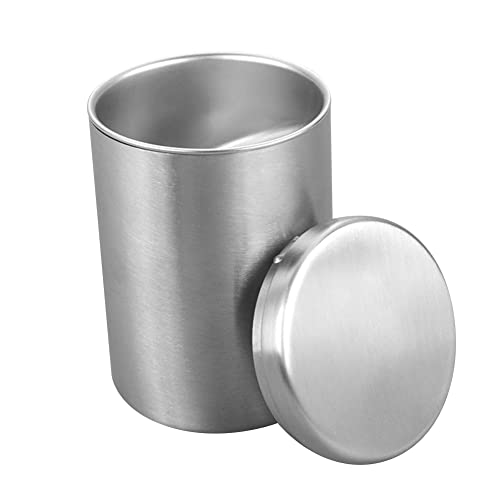 Car Stainless Steel Double Ashtray Double Fireproof Creative Funnel with Lid, Mini Car Trash Can, Portable Windproof Anti-Ash Fly for Home, Office, Outdoor Travel, Use (Silver)