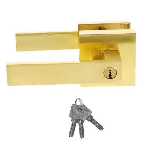 PACKOVE Palanca de Puerta Interior de Aleación de Aluminio Dorada Cerradura de Privacidad y Llave Pomo Cuadrado para Puertas de Dormitorio y Baño Manija Resistente