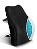 Travel Ease Cuscino Lombare Ergonomico, Supporto per la Schiena in Gel Schiuma di Memoria per Seggiolino Auto Sedia da Ufficio, Schienale con Rivestimento Antistatico e Doppie Cinghie Regolabili,Nero
