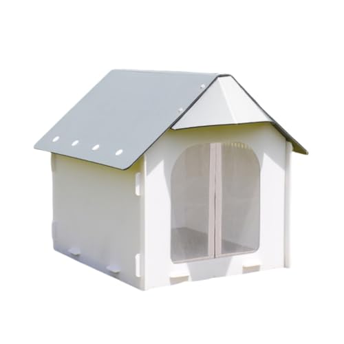 WXQ屋外猫用キャットハウス 環境に優しい 無毒無臭 防水素材 猫小屋 取り外し可能なデザイン 猫ハウス 日差しと雨を防ぐ 掃除が簡単 屋外用 犬用ハウス プラスチック 耐候性 小型犬 中型犬 防雨 ペットシェルター 簡易組立 通気性 (蚊よけエディション