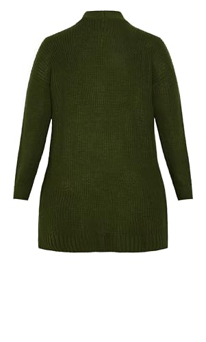 Image of Avenue Women's Plus Size Boyfriend Rib Knit Open Front Cardigan