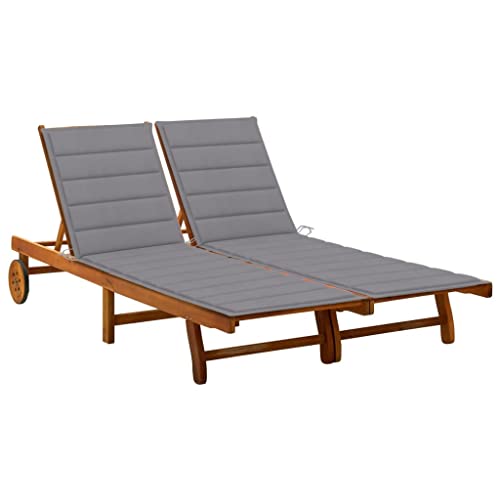 Solivagant Tumbona de jardín 2 Personas y Cojines Madera Maciza de Acacia,Marrón,34.54kg,3061375
