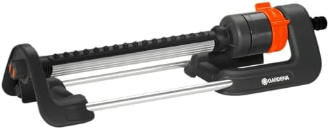 Gardena Irrigatore Oscillante da Giardino Aqua M: per l'Irrigazione di Prati da 110-250 mq, Gittata 8-18 m, Larghezza del Getto Max 14 m, Filtro in Acciaio Rimovibile (18702-20)