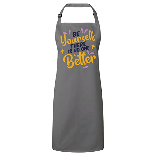 Tablier cuisine gris à citation motivation pour cuisiner avec amour et élégance au quotidien