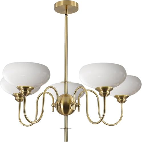 KCO Lighting Lustre moderne pour salon, plafonnier doré mi-siècle pour salle à manger, lustre boule vintage en verre dépoli pour différents plafonds