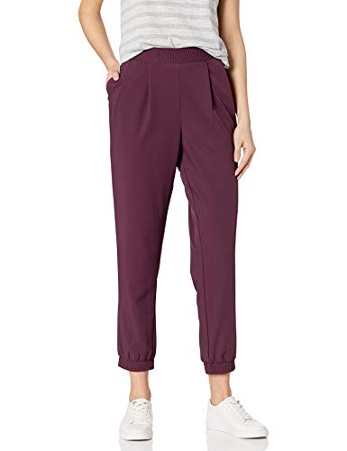 Amazon Brand - Daily Ritual Women's Fluid Stretch Woven Twill Jogger Pant with Ribbed Cuff, Fig, Medium