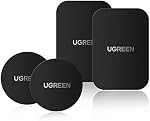 UGREEN Metal Plate for Magnetic Car Mount Cell Phone Magnet Holder with Strong Adhesive Sticker, 2 Round and 2 Rectangle Black